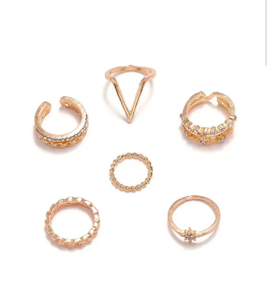 Been That Chick 6 Piece Midi Ring Set | Gold ShadedbyShanell