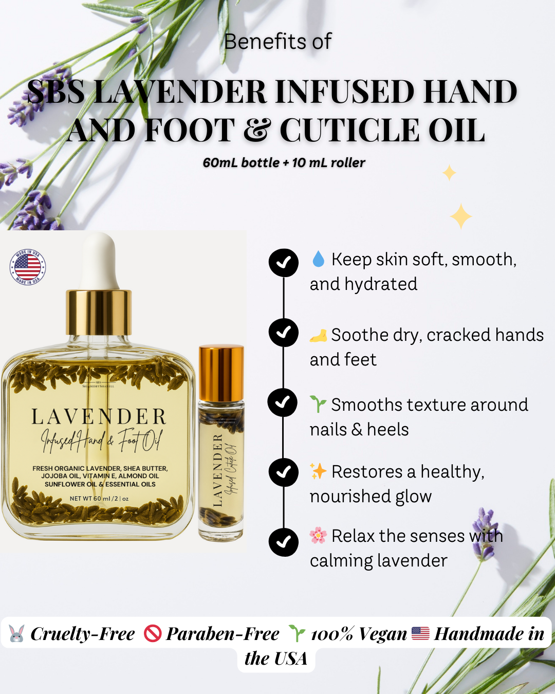 SBS SKINCARE BUNDLE: ShadedbyShanell Essential Lavender Infused Cuticle & Hand and Foot Oil