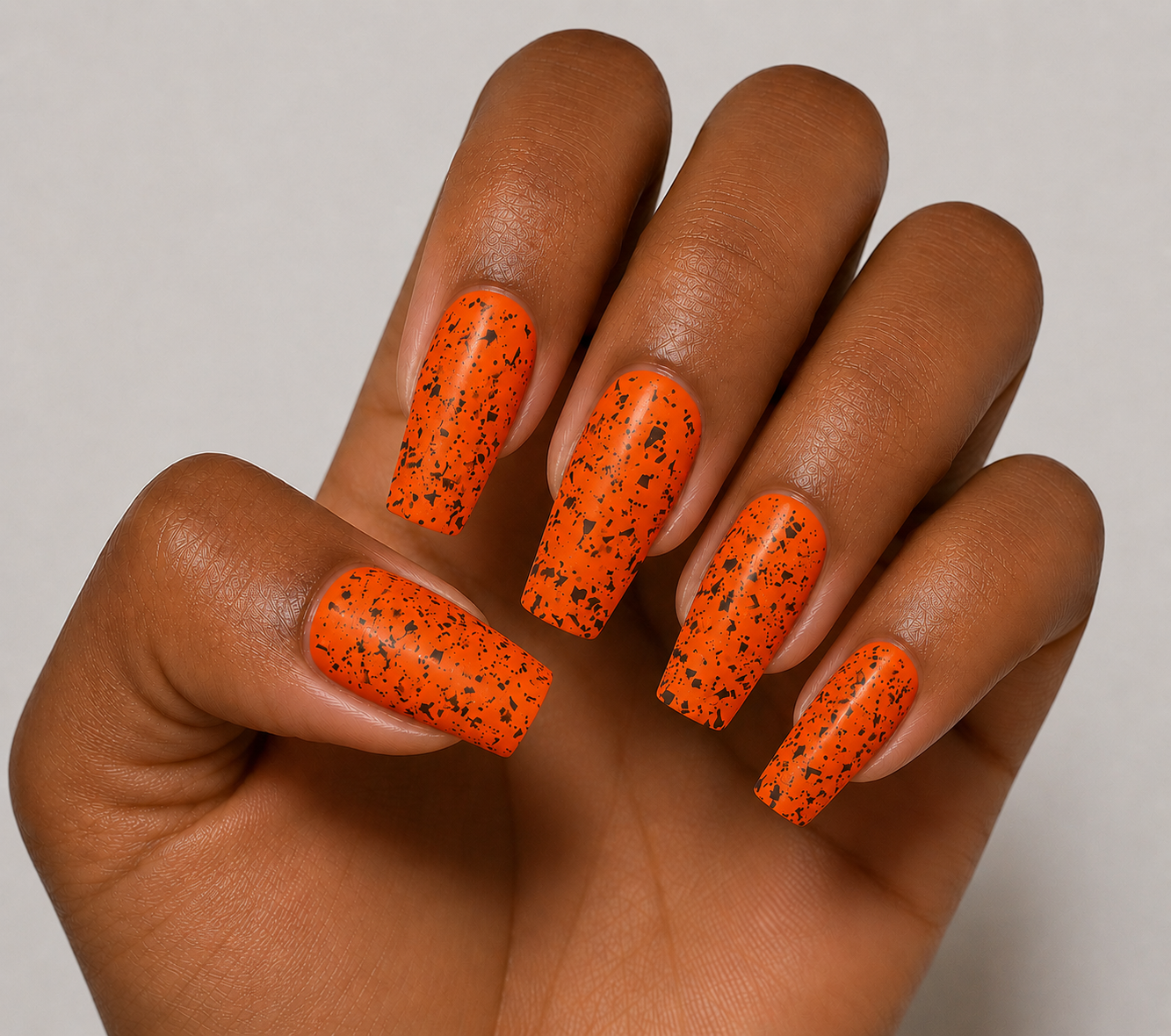 Orange Been the New Black | Matte Orange Speckled Press-On Nails
