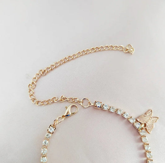 You Give Me Butterflies | Rhinestone Anklet | Gold ShadedbyShanell