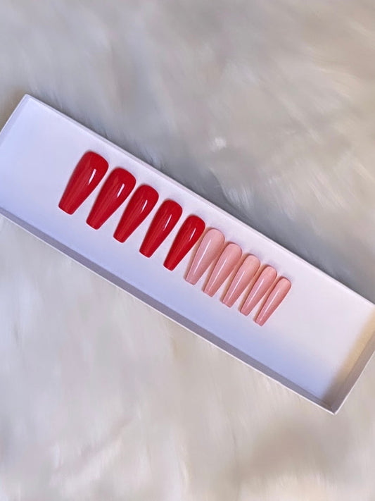 For the Love of Shanell '23: Be Mine | Red & Nude - Premium Press-On Nails from SBS - Just $19! Shop now at ShadedbyShanell