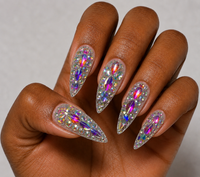 Caresha | Crystal Glitter Long Stiletto Press-On Nails | 10 Nails