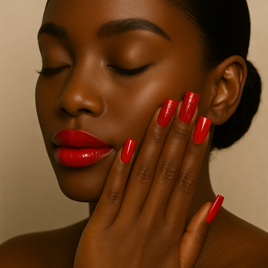 Shaded in the Snow: Glitz & Glam | Ruby, No Woo, Red | 20 NAILS PRESS-ON SET