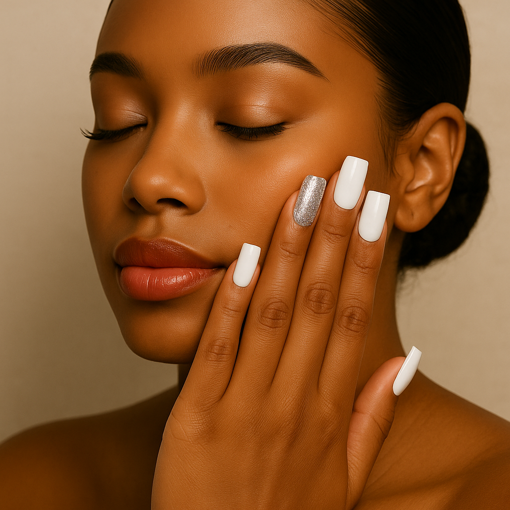 Shaded in the Snow: Glitz & Glam | Silver & White | 20 NAILS PRESS-ON SET