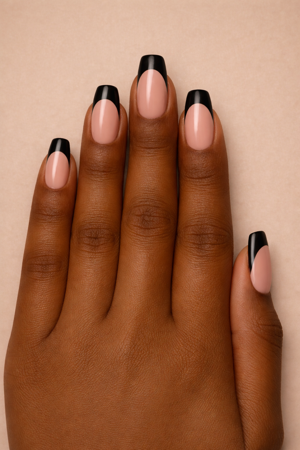 ShadedbyShanell Essential French Tips | NATURAL NUDE FILL | 30 NAILS PRESS-ON SET | BLACK Collection