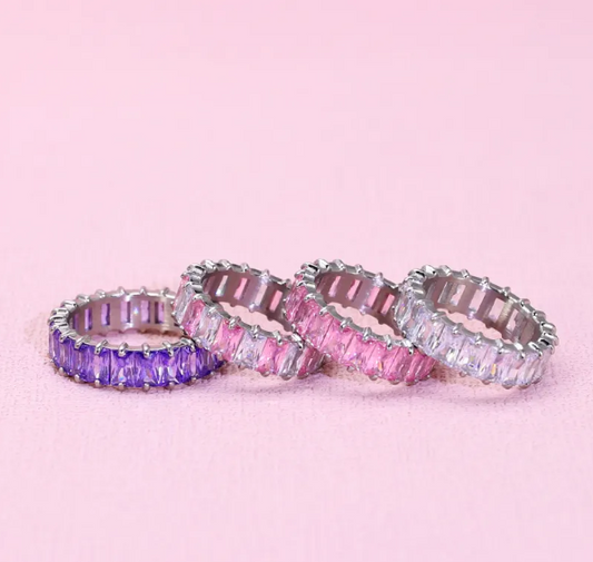 Keep It Cute Baguette Ring | Pink & Silver