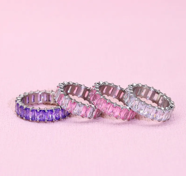 Keep It Cute Baguette Ring | Pink & Silver