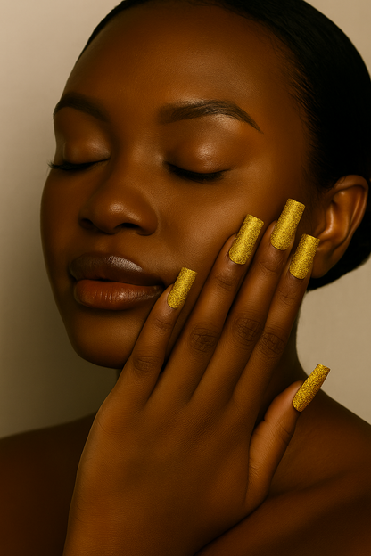 The Rich Auntie | Shimmering Gold | Reflective Glitter | 20 NAILS PRESS-ON SET