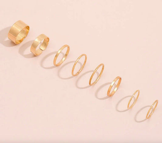 Thick & Thin Ring Set | Gold