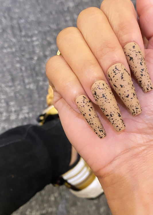 Fall for the Shade '23: She's a Real One | Nude & Black Speckles | Matte - Premium Press-On Nails from ShadedbyShanell - Just $25! Shop now at ShadedbyShanell