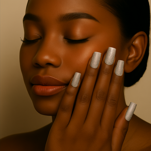 The Rich Auntie | Shimmering Silver | Reflective Glitter | 20 NAILS PRESS-ON SET