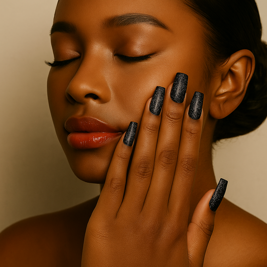 The Rich Auntie | Shimmering Onyx | Reflective Glitter | 20 NAILS PRESS-ON SET