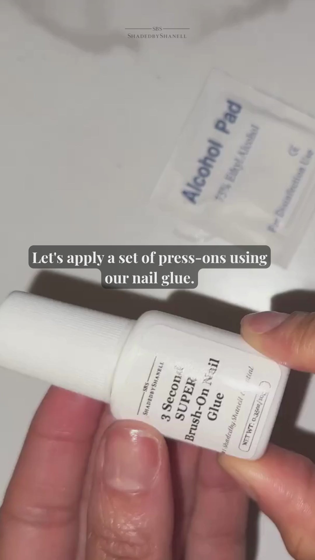 Step by step how to video explaining how to apply ShadedbyShanell 3 Second SUPER Brush On Nail glue