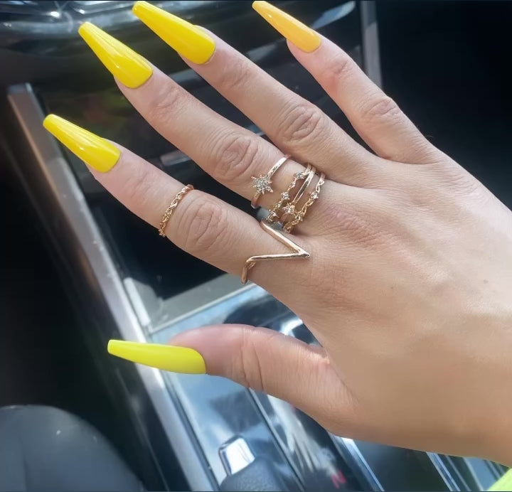Been That Chick 6 Piece Midi Ring Set | Gold