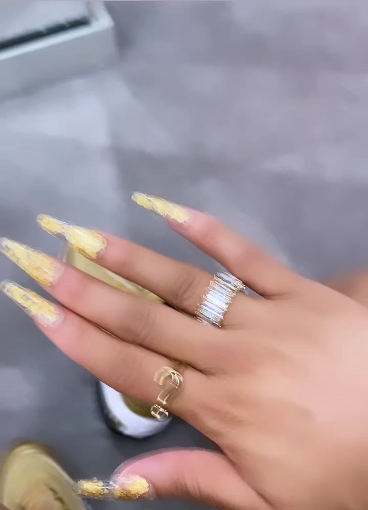 Smoke and Mirrors Eternity Baguette Ring | Clear & Gold