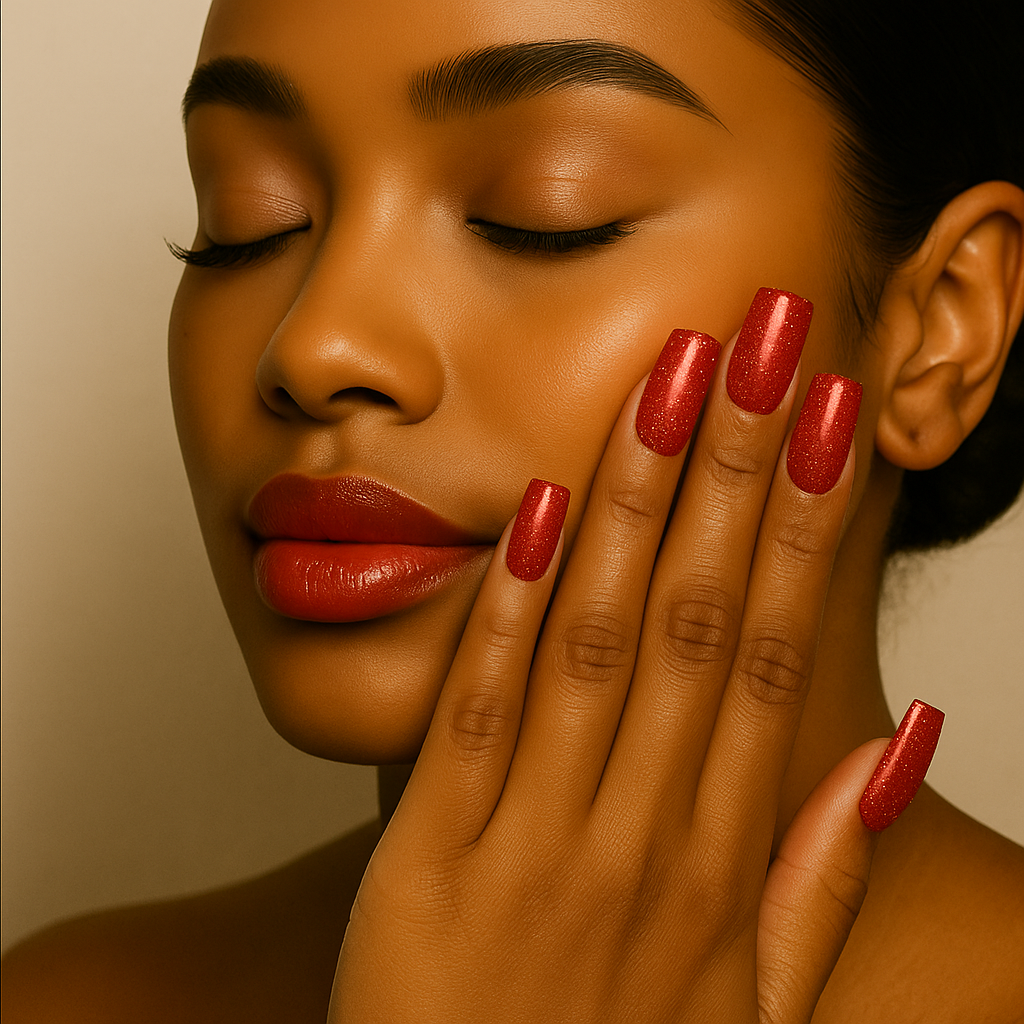 The Rich Auntie | Shimmering Red | Reflective Glitter | 20 NAILS PRESS-ON SET
