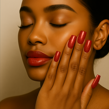 The Rich Auntie | Shimmering Red | Reflective Glitter | 20 NAILS PRESS-ON SET